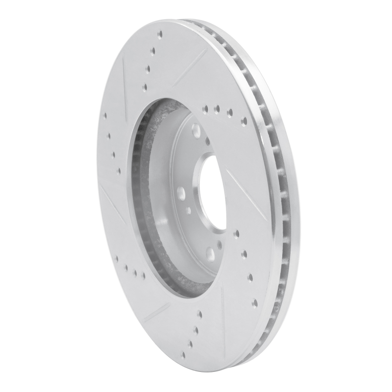 Honda Accord Brake Rotor (1) - Front Right - R1 Concepts - Drilled & Slotted - Silver - `13-`25